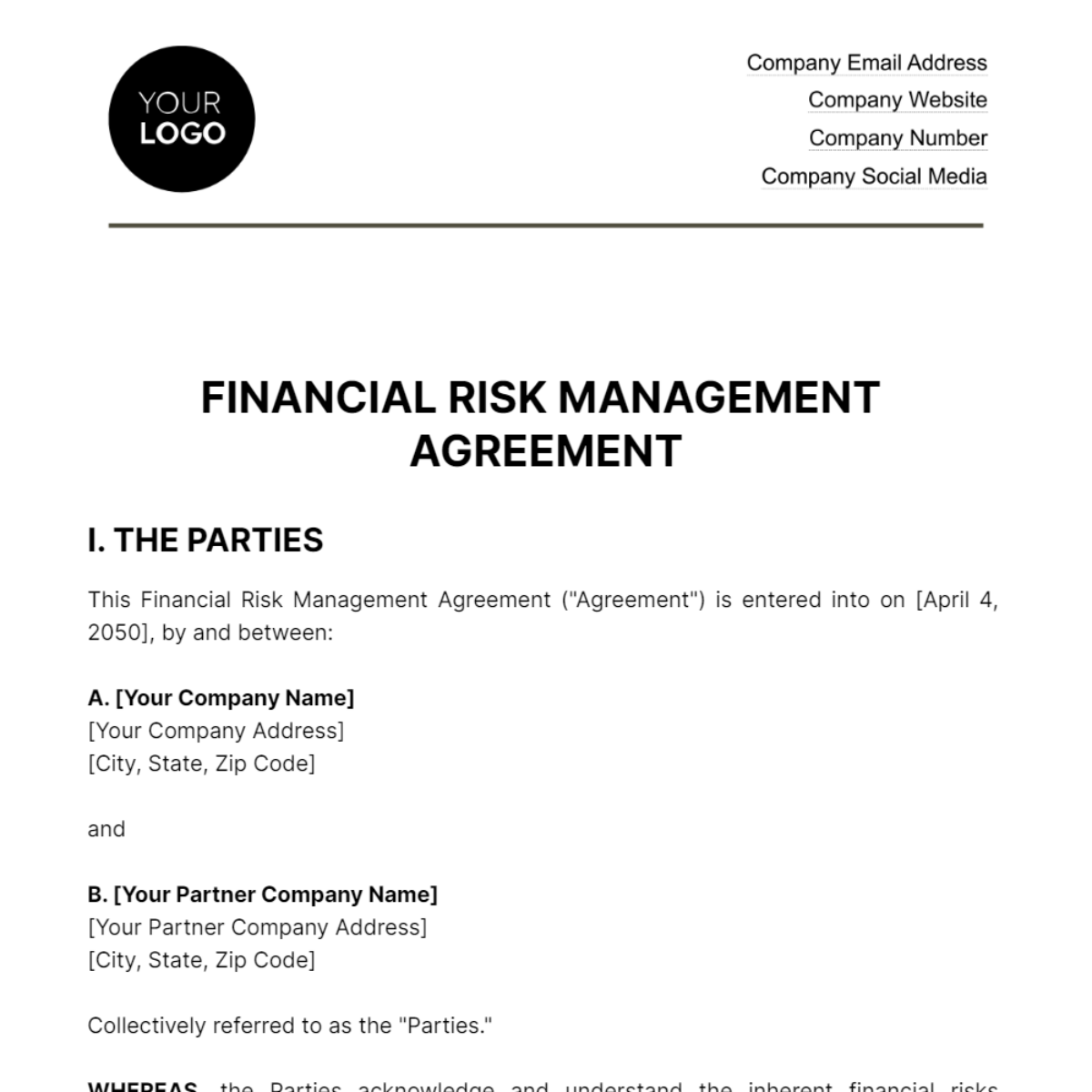 risk-management-agreement-template